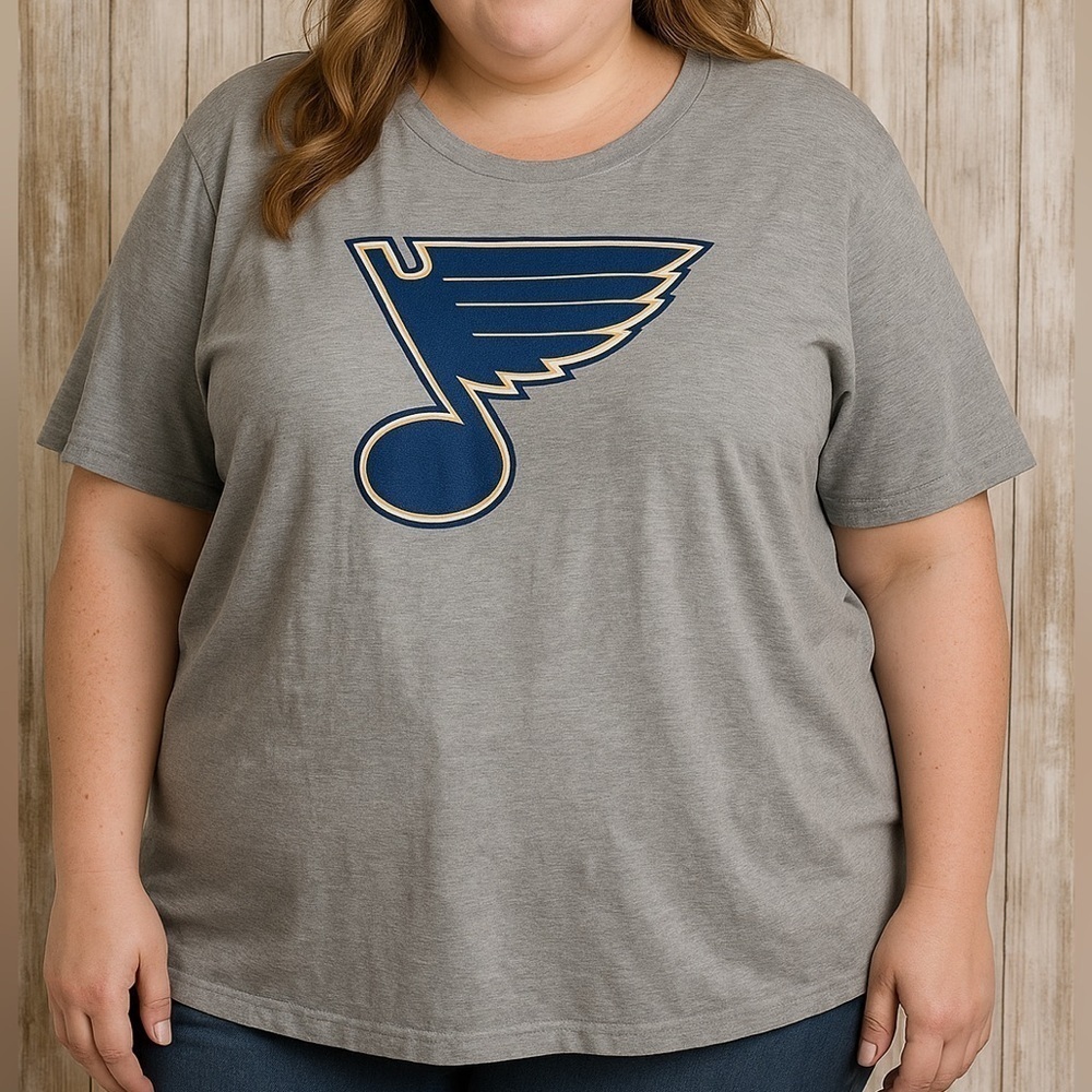 Fanatics St Louis Blues Tee Women 2X Gray NHL Graphic Shirt Plus Size